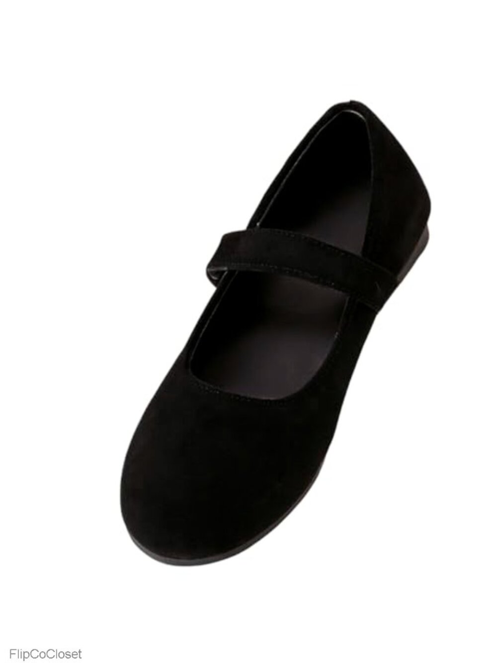 Mary Jane Ballet Flats Suede-Look Round Toe Hook & Loop Comfort Walking Shoes